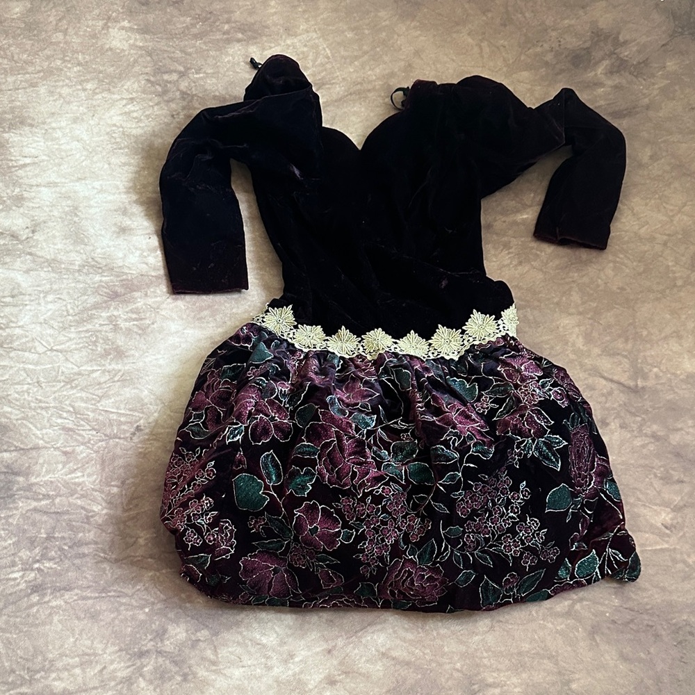 Scott McClintock Deep Burgundy Velvet Floral Mini Dress